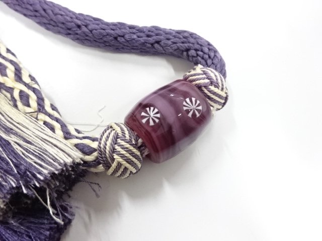 アンティーク　トンボ玉帯留め・正絹手組帯締めセット